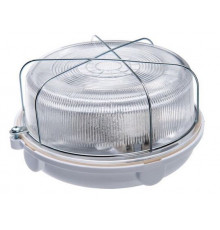 OLIVIA Ceiling / Wall Bulkhead Light Lamp, ES / E27, max.100W, IP54, white bakelite, glass cover, steel cage