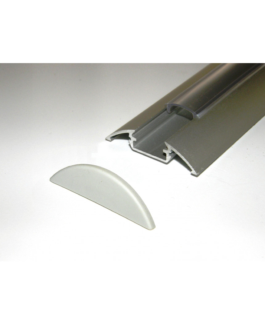 Diffuser Marc P4 surface LED profile 2m, anodized aluminium, silver, plus diffuser ...