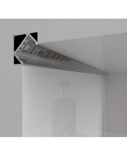 2m E3 Corner LED Profile - Silver Anodised with Diffuser 2m E3 Corner LED Profile - Silver Anodised with Diffuser