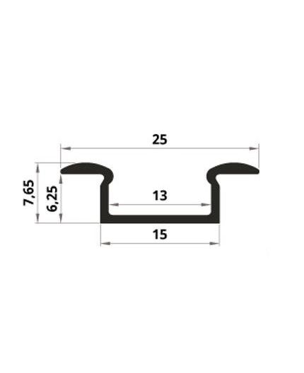 1m silver anodized recessed E1 LED aluminium extrusion with diffuser 1m silver anodized recessed E1 LED aluminium extrusion with diffuser