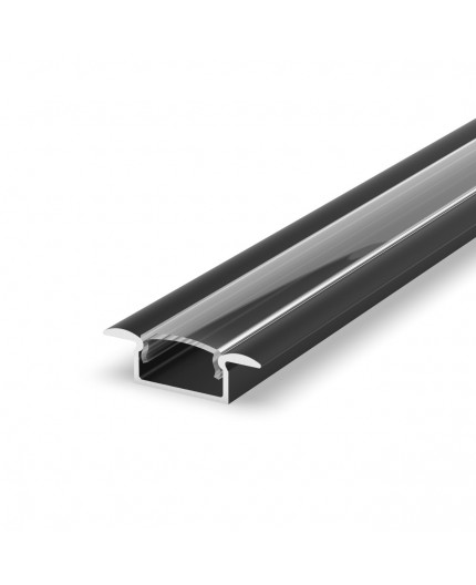 E1 black painted 2m recessed LED aluminium extrusion with diffuser E1 black painted 2m recessed LED aluminium extrusion with diffuser