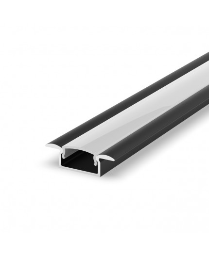 1m black painted recessed E1 LED aluminium extrusion with diffuser 1m black painted recessed E1 LED aluminium extrusion with diffuser