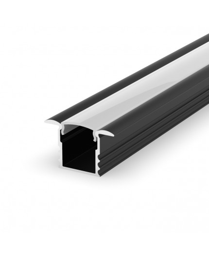 2m black painted EH1 recessed LED aluminium extrusion with diffuser 2m black painted EH1 recessed LED aluminium extrusion with diffuser