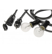21m Outdoor / Indoor Festoon Lighting String (garland) with 20 bakelite lamp holders E27, IP44, black, socket at the end