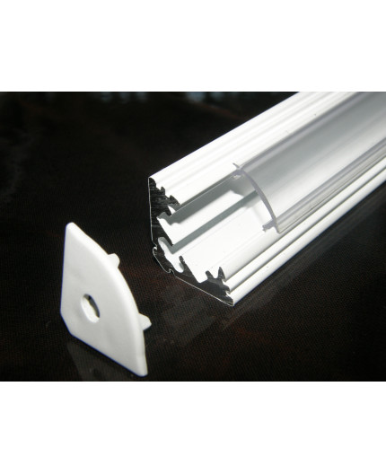 P3 LED profile 2m / 2000m corner 45 extrusion, painted aluminium, white, with diffuser