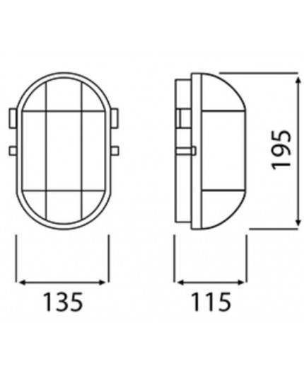 OVAL 100, ES / E27, Bulkhead Light Lamp, IP54, white bakelite, steel cage, glass cover OVAL 100, ES / E27, Bulkhead Light Lamp, IP54, white bakelite, steel cage, glass cover
