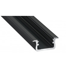 1m LED aluminium profile K1, anodized, black, set with diffuser