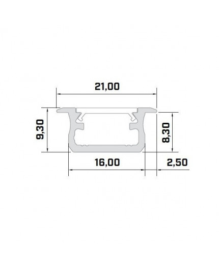 2m LED aluminium profile K1, anodized, black, set with diffuser 2m LED aluminium profile K1, anodized, black, set with diffuser