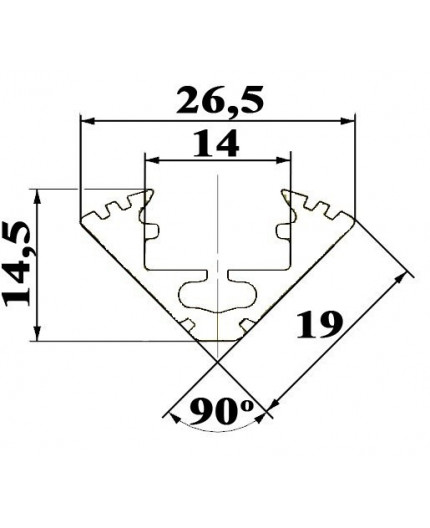 P3 LED profile 2m / 2000m corner 45 extrusion, anodized aluminium, inox, with diffuser P3 LED profile 2m / 2000m corner 45 extrusion, anodized aluminium, inox, with diffuser