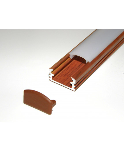 P2 LED profile 2m / 2000mm surface aluminium extrusion, wood palisander effect, with diffuser P2 LED profile 2m / 2000mm surface aluminium extrusion, wood palisander effect, with diffuser