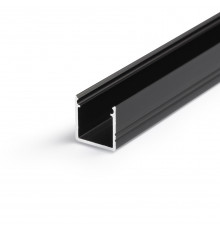 2m LED profile T2 (anodized, black) set with cover 12mm x 12mm