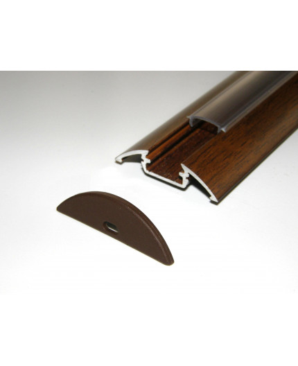 P4 LED profile 2m / 2000mm surface aluminium extrusion, wood wenge effect, with diffuser P4 LED profile 2m / 2000mm surface aluminium extrusion, wood wenge effect, with diffuser