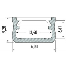 Sample of LED aluminium profile K2 anodized, silver, set with diffuser Sample of LED aluminium profile K2 anodized, silver, set with diffuser