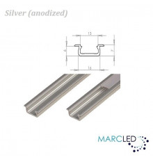 Sample of LED aluminium profile KL1, anodized silver set with diffuser Sample of LED aluminium profile KL1, anodized silver set with diffuser