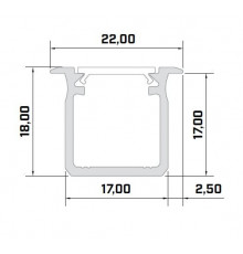 Sample of white recessed LED aluminium profile KH1, painted, diffuser Sample of white recessed LED aluminium profile KH1, painted, diffuser