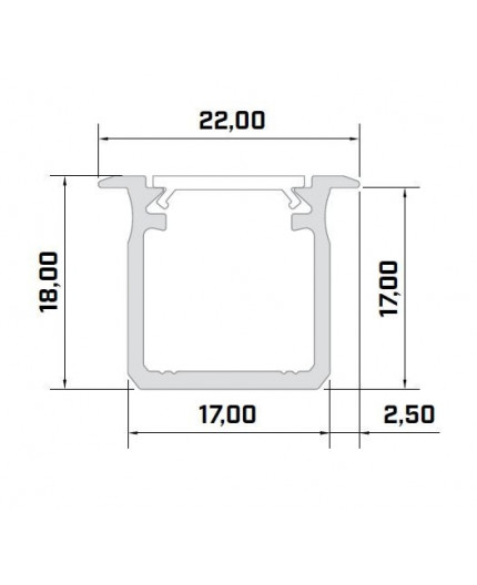 Sample of white recessed LED aluminium profile KH1, painted, diffuser Sample of white recessed LED aluminium profile KH1, painted, diffuser