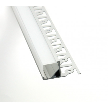 1m Corner Plaster-in LED profile 3DC for drywall, anodized, opal cover