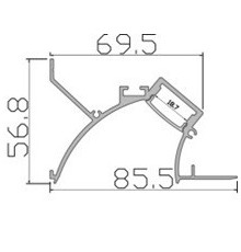1m Plaster-in LED profile DC2 for ceiling and drywall, with opal cover 1m Plaster-in LED profile DC2 for ceiling and drywall, with opal cover