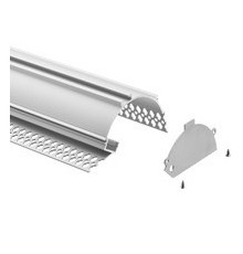 1m Plaster-in LED profile APA1 for ceiling and drywall, with opal cover