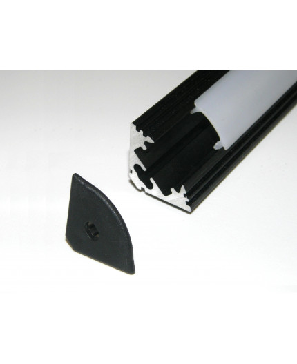 Sample of P3 LED profile corner 45 extrusion anodized aluminium, black