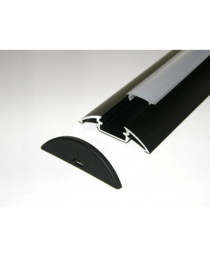 Sample of P4 LED profile surface extrusion, anodized aluminium, black Sample of P4 LED profile surface extrusion, anodized aluminium, black