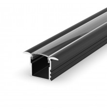 Sample of EH1 black recessed LED aluminium extrusion with diffuser Sample of EH1 black recessed LED aluminium extrusion with diffuser