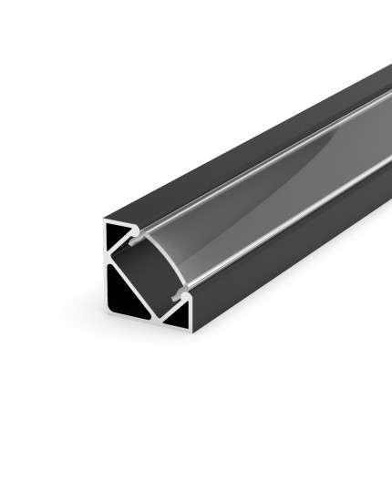 Sample of E3 black painted corner LED aluminium extrusion, diffuser Sample of E3 black painted corner LED aluminium extrusion, diffuser
