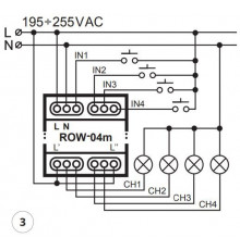ROW-04m Power socket and lights control module, Wi-Fi 4-channels, Supla ROW-04m Power socket and lights control module, Wi-Fi 4-channels, Supla