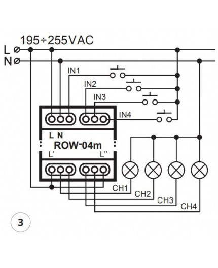 ROW-04m Power socket and lights control module, Wi-Fi 4-channels, Supla ROW-04m Power socket and lights control module, Wi-Fi 4-channels, Supla