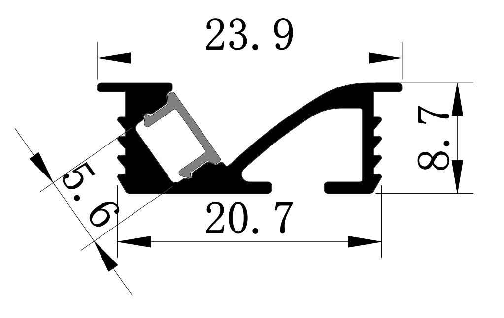 A1 Furniture/Joinery Profile with internal angle mount